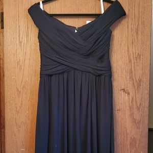 David's Bridal black chiffon long bridesmaid dress